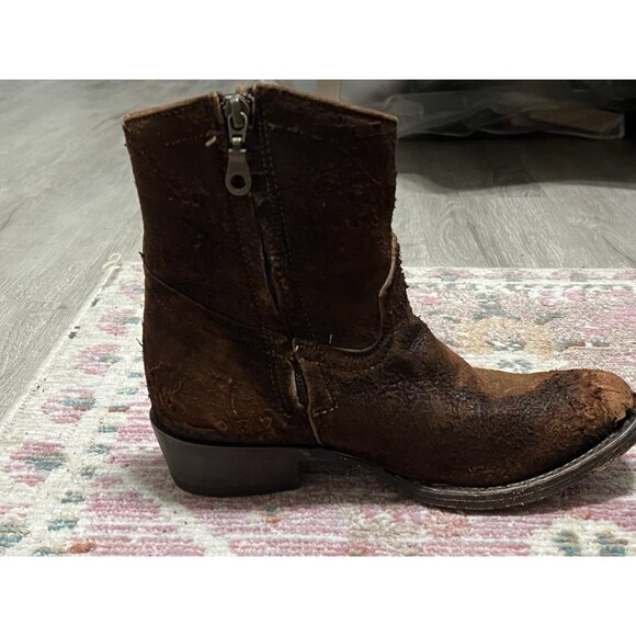 CORRAL Eudora Chocolate-Tan Lamb Abstract Short Top Boot Size 6.5 - Picture 9 of 14